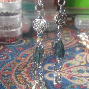 BLUE GREEN STAR CRYSTAL EARRINGS